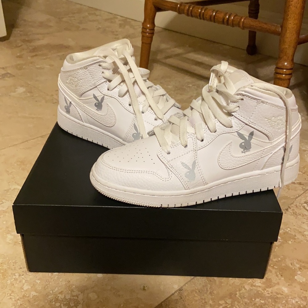 WHITE PLAYBOY JORDAN 1S